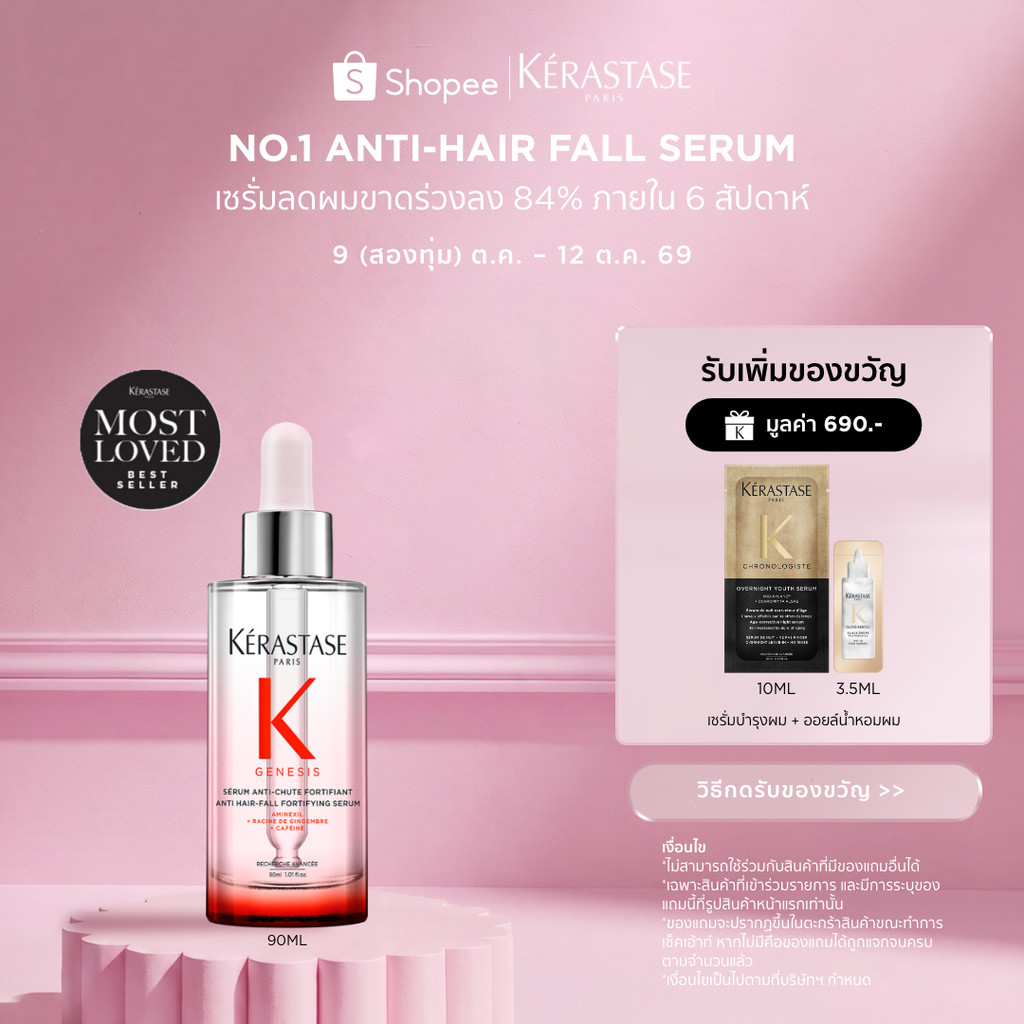 KERASTASE GENESIS เซรั่มบำรุงหนังศีรษะ กลิ่นหอมสดชื่นสำหรับผมขาดหลุดร่วงระยะเริ่มต้น 90มล (เคเรสตาส,เจเนซิส,ผมร่วง)
