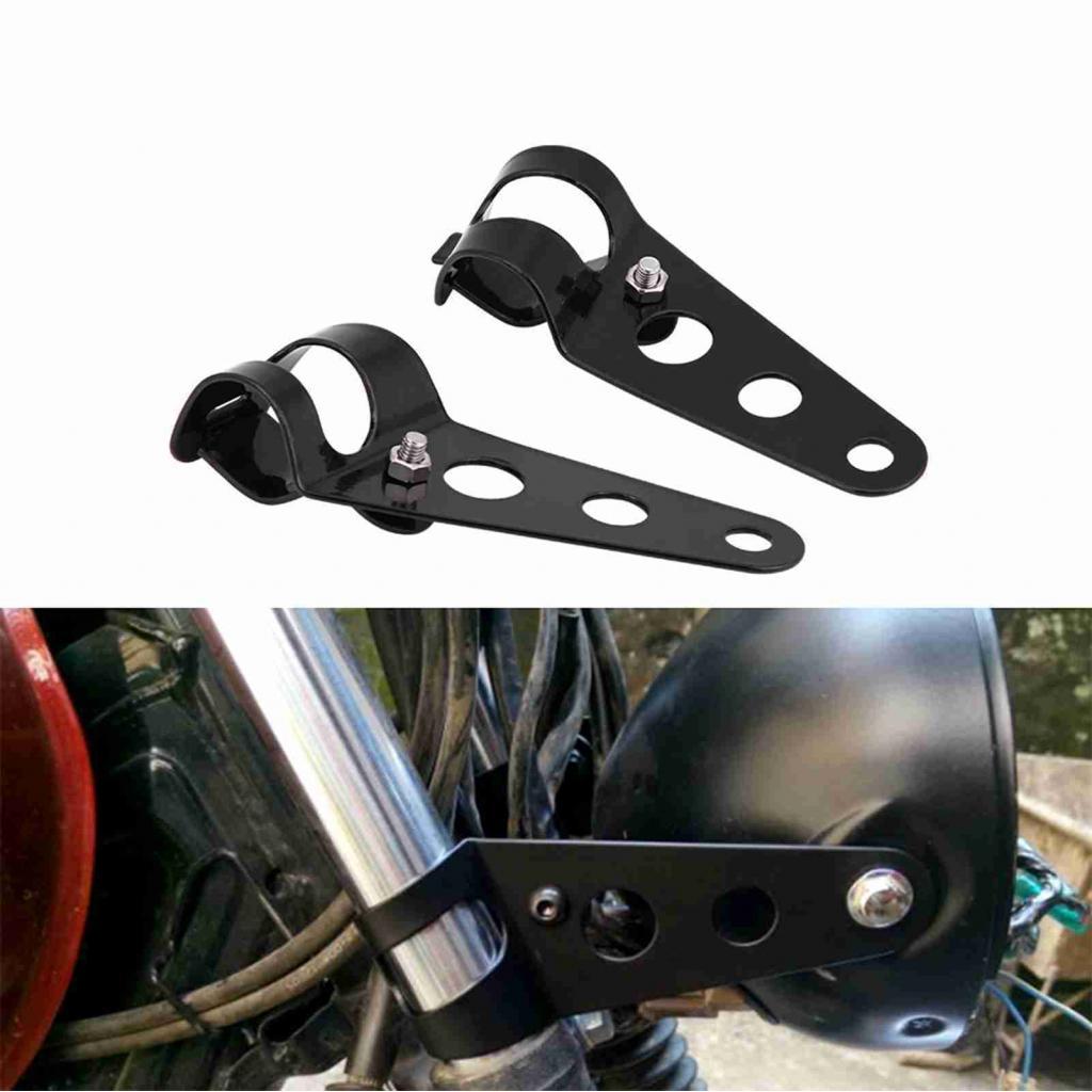 Support De Phare Moto Noir 2 Pièces - Pour Fourche 28mm-34mm, Neuf Sous Emballage