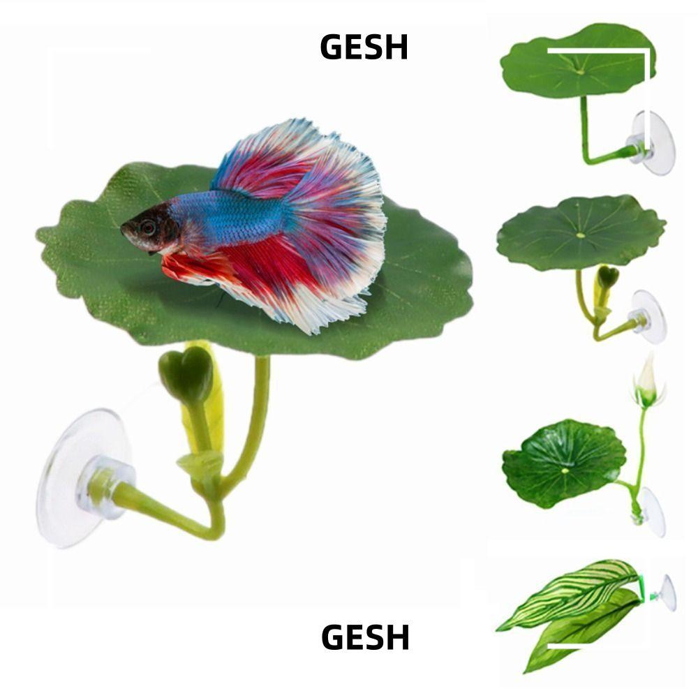 GESH Fish Spaw ไม้ประดับ, ใบบัวจําลอง/ถ้วยดูดใบประดิษฐ์ Betta Fish Rest ...