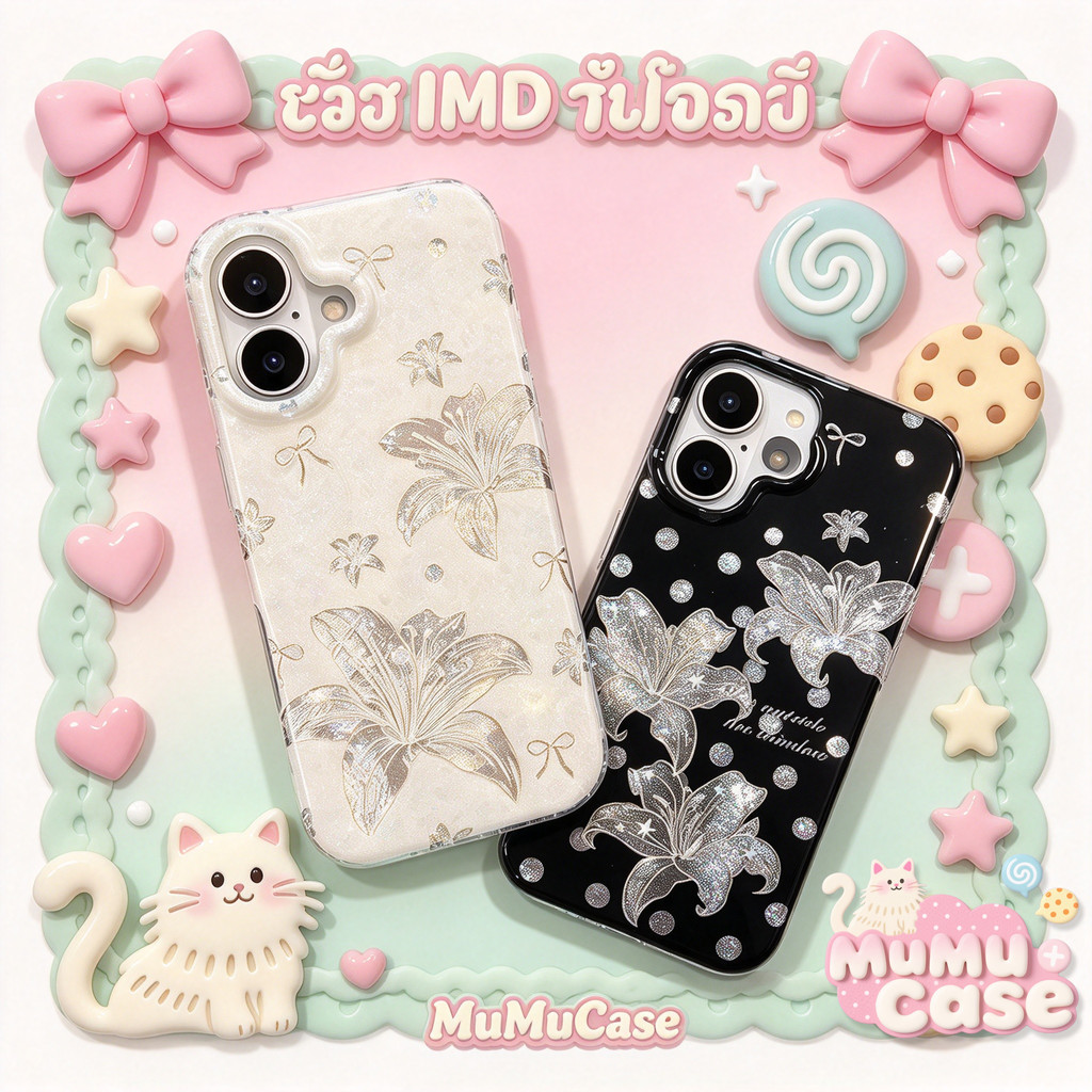 เคสกลิตเตอร์ ลายดอกไม้ สำหรับ iPhone 17 Air 16 Plus 15 Pro 13 17 Pro ...