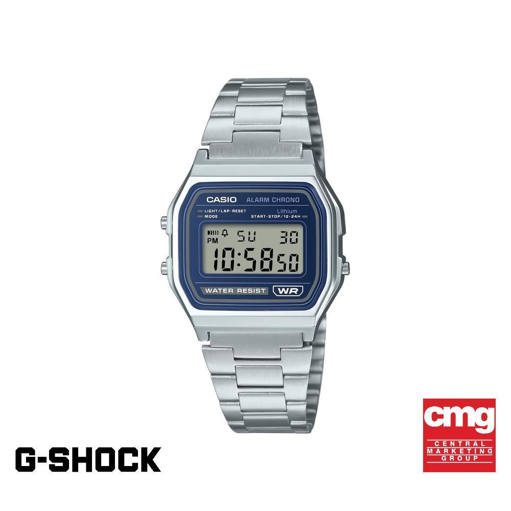 CASIO นาฬิกาข้อมือ รุ่น A158WEA-2DF สายสเตนเลส สีน้ำเงิน