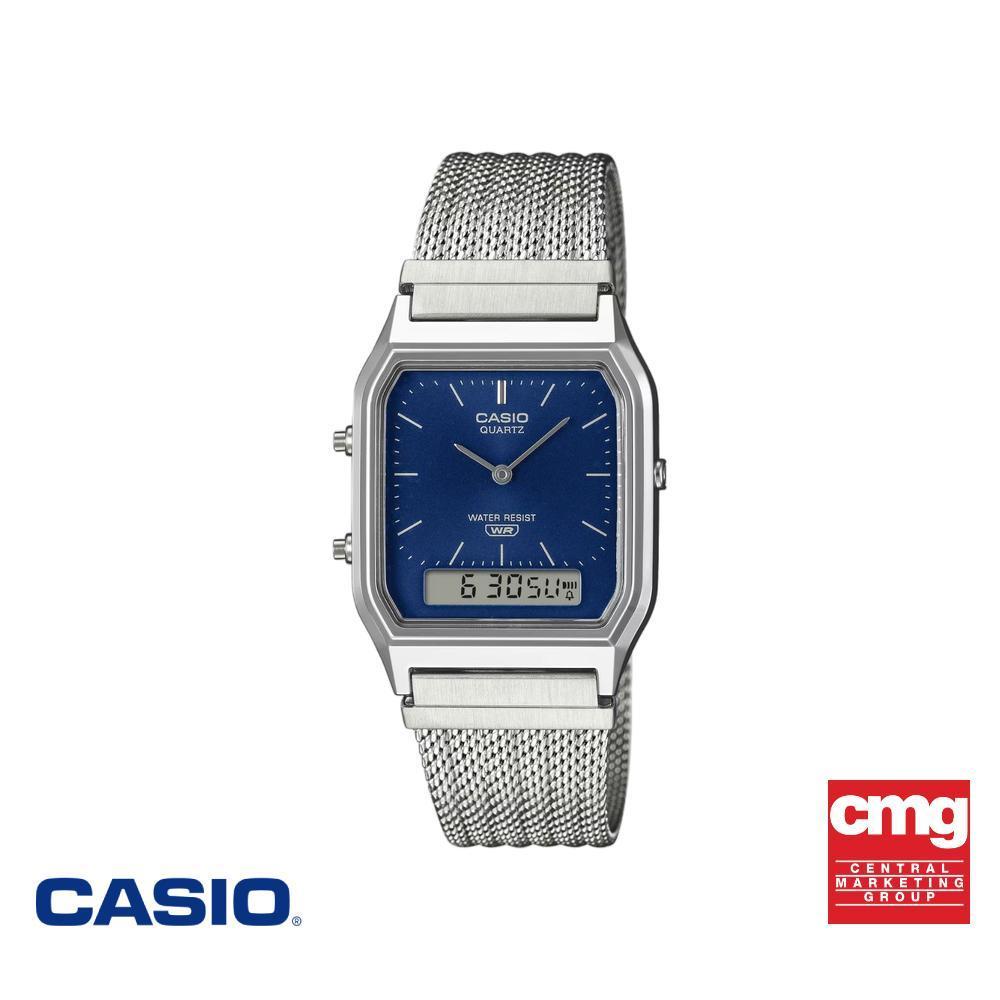 CASIO นาฬิกาข้อมือ CASIO รุ่น AQ-230EM-2ADF สายสเตนเลส สีน้ำเงินเข้ม