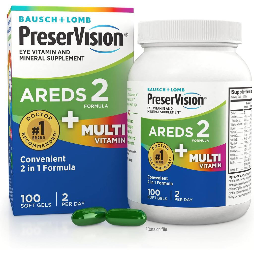 PreserVision AREDS 2 + Multivitamin Eye Vitamins, 100 Softgels | Shopee ...