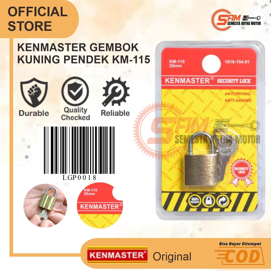 Kenmaster Yellow Padlock KM-115 Short Anti-Theft Iron Security Lock ...