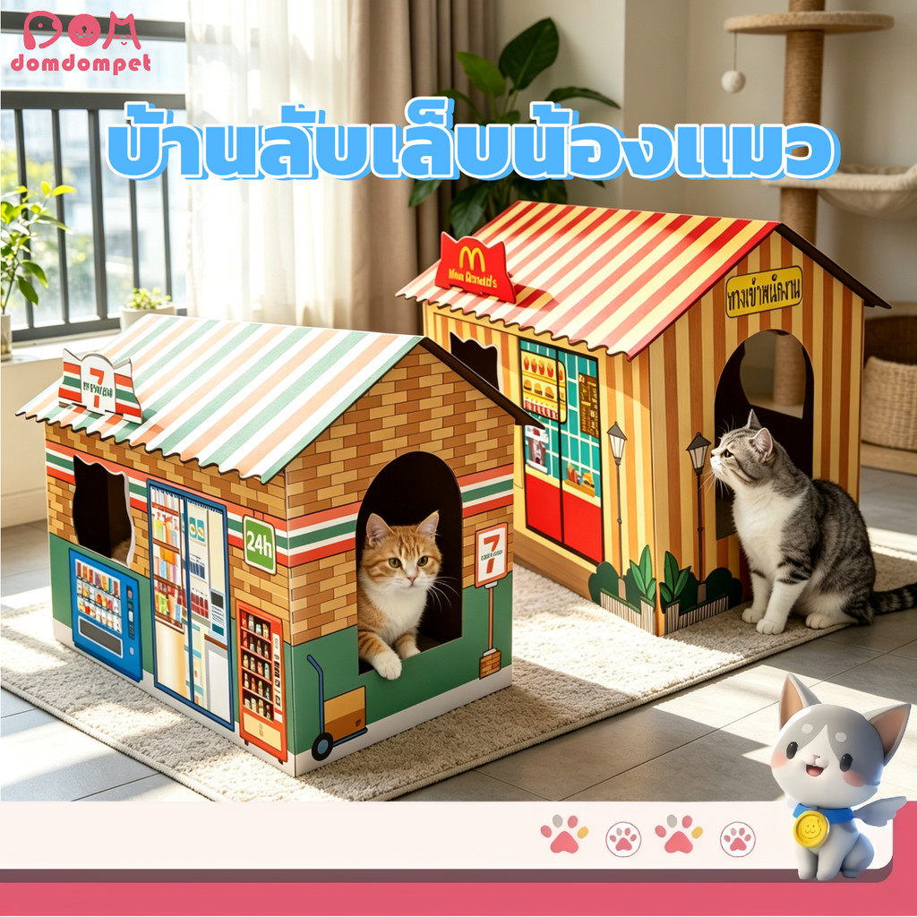 DOMDOMPET บ้านแมวพร้อมที่ลับเล็บ ดีไซน์สวย