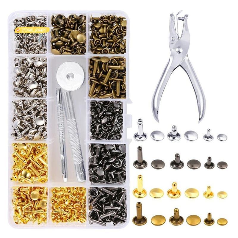 yves_serviceLeather Rivet Kit,180 ชุด Double Cap Rivets Tubular,4 สี 3 ...