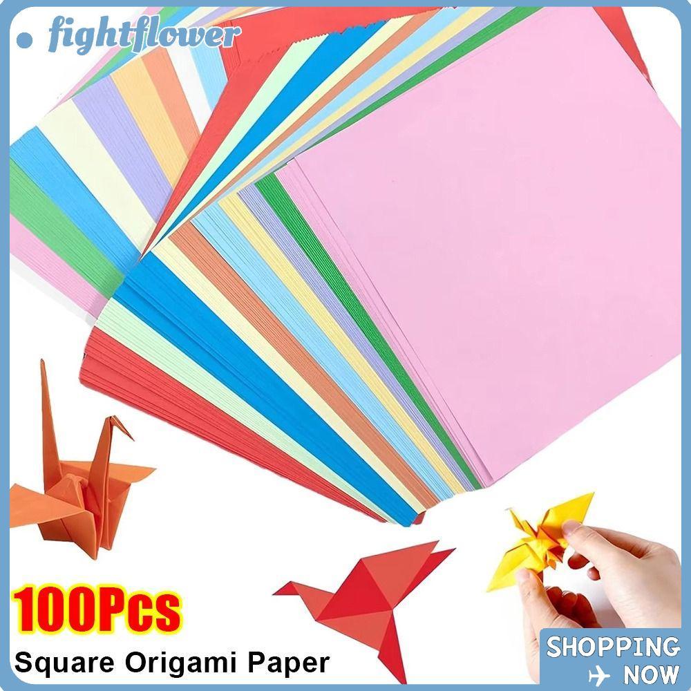 FIGHT 100 ชิ้นกระดาษพับ, สองด้าน 20 สีกระดาษ Origami, DIY สีสันสีทึบ ...