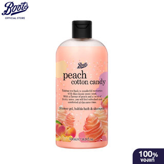 Boots Flavour  Peach Cotton Candy Shower Gel Bubble Bath & Shampoo  500ML บู๊ทส์ เฟเวอร์ เจล, บับเบิ้ล บาธ แอนด์ แชมพู