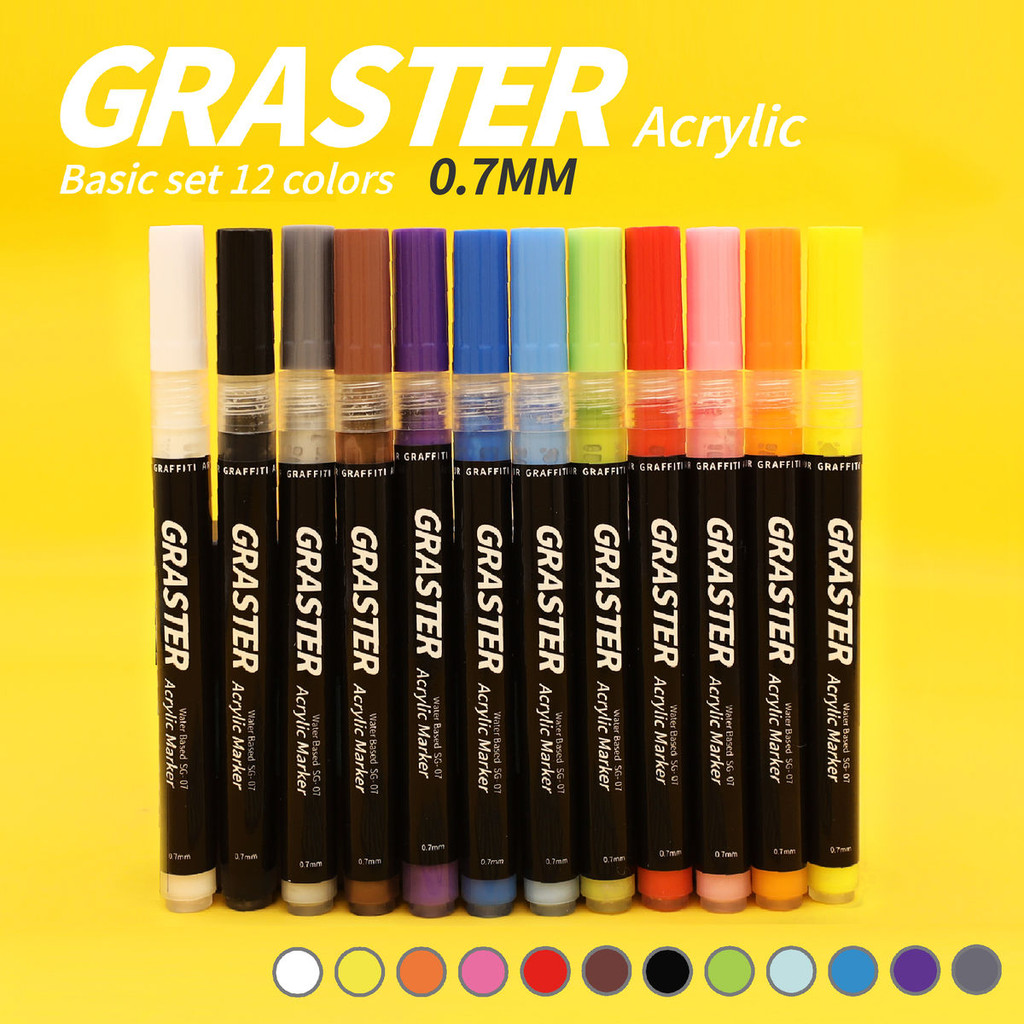 GRASTER อะคริลิค Marker 0.7 มม.ภาพวาดภาพประกอบศิลปะ Manuscript DIY ปาก ...