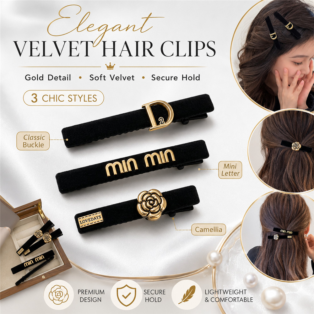 ใหม่อารมณ์สีดําทองกํามะหยี่กิ๊บ ใบเรียกเก็บเงินเป็ด คลิป เคลือบ คลิปหนึ่งคําคลิปหน้าม้าเครื่องประดับผมหัก