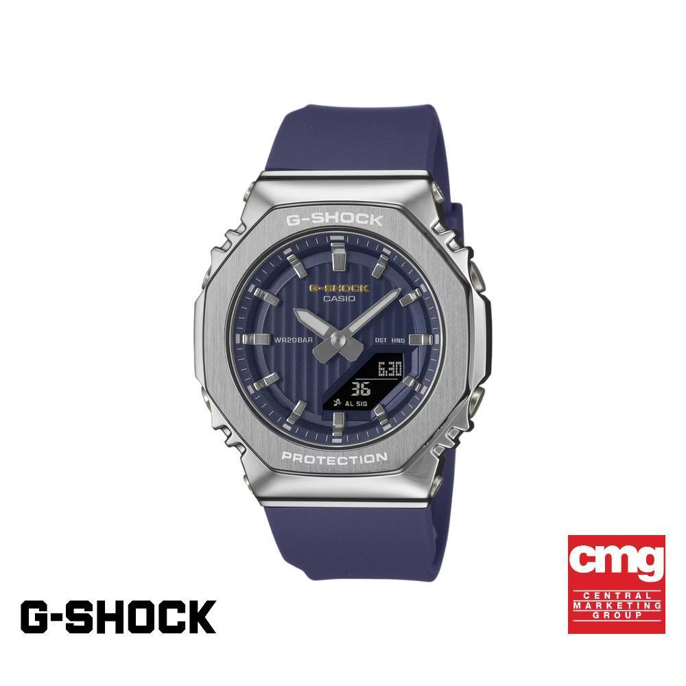 CASIO นาฬิกาข้อมือผู้หญิง G-SHOCK รุ่น GM-S2110SH-2ADR สายเรซิ่น สีน้ำเงินเข้ม