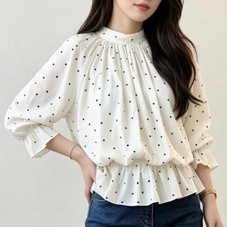 Áo top eo thoáng khí cho phụ nữ phong cách Pháp; áo blouse kiểu cúp in họa tiết, thoáng khí, mặc thoải mái, nhẹ nhàng và thanh lịch.