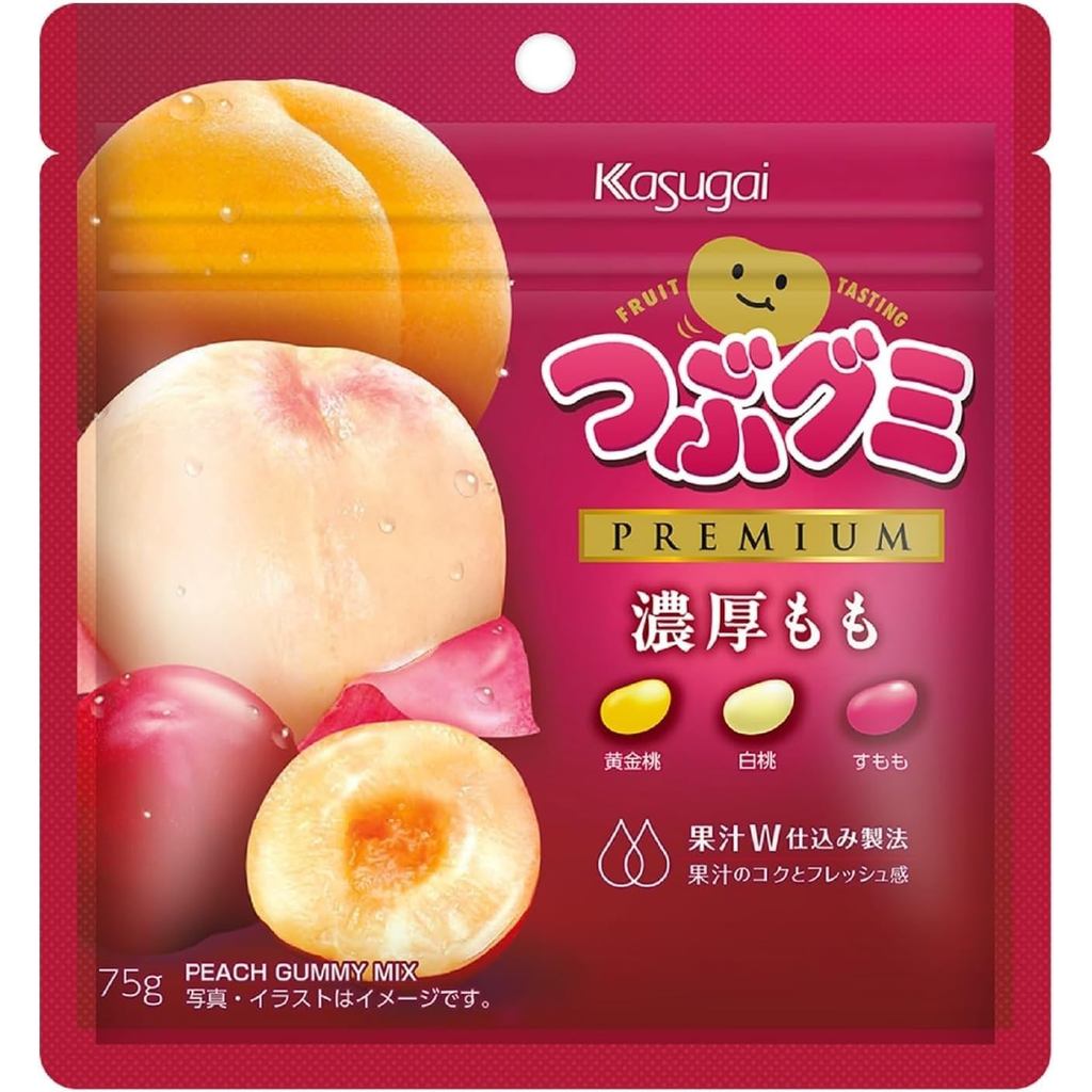 Kasugai Confectionery Tsubu Gummy PREMIUM Rich Peach 75g x 10 packs ...