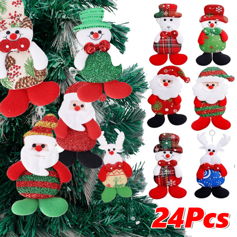 ชุดตุ๊กตา Santa Claus, Snowman และ Elk 12/24 ชิ้น - ของแต่งบ้านและปาร์ตี้วันคริสต์มาส