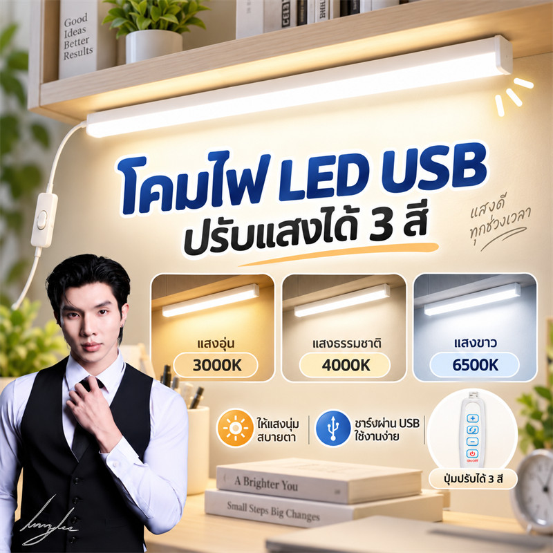 หลอดไฟ USB 5V 35CM  45CM หลอดไฟ led ดวง ใช้ไฟ พอร์ต USB ใช้ร่วมกับ Powerbankได้ Mobile