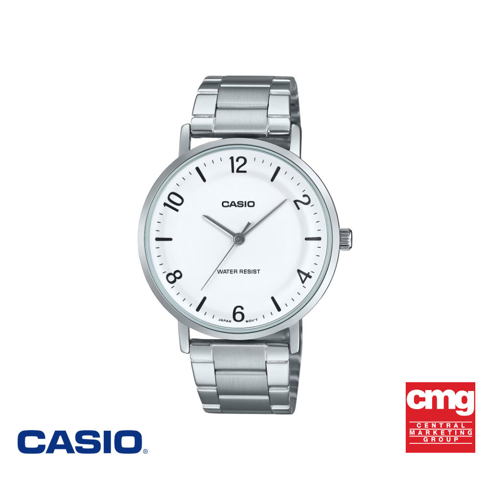 CASIO นาฬิกาข้อมือ CASIO รุ่น MTP-VT03D-7BDF สเตนเลสสตีล สีขาว