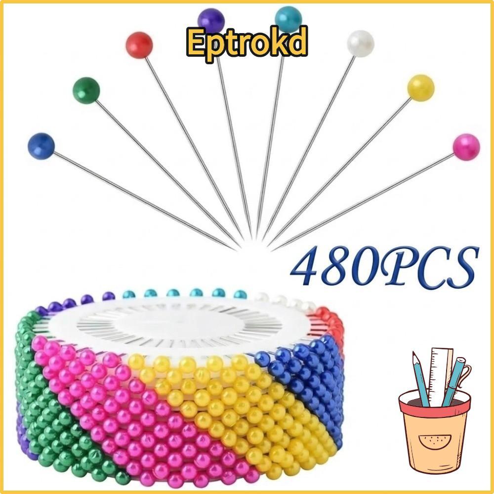 EPTRO 480PCS ตําแหน่ง Pin,ที่มีสีสันขนาดใหญ่ Pearl Pin, Craft Pin ...