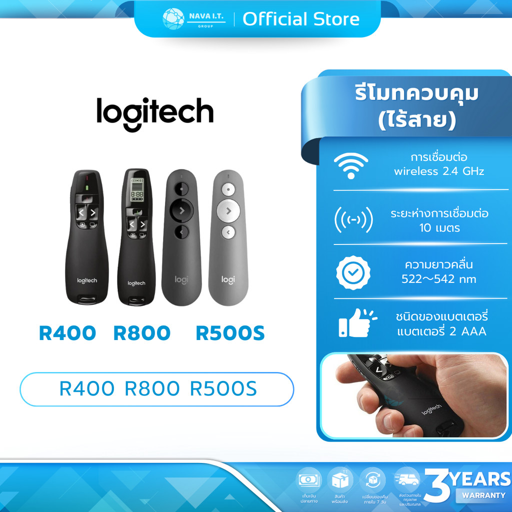 (มีส่งด่วน) LOGITECH R400 R800 R500S LASER PRESENTATION REMOTE รีโมทพรี ...