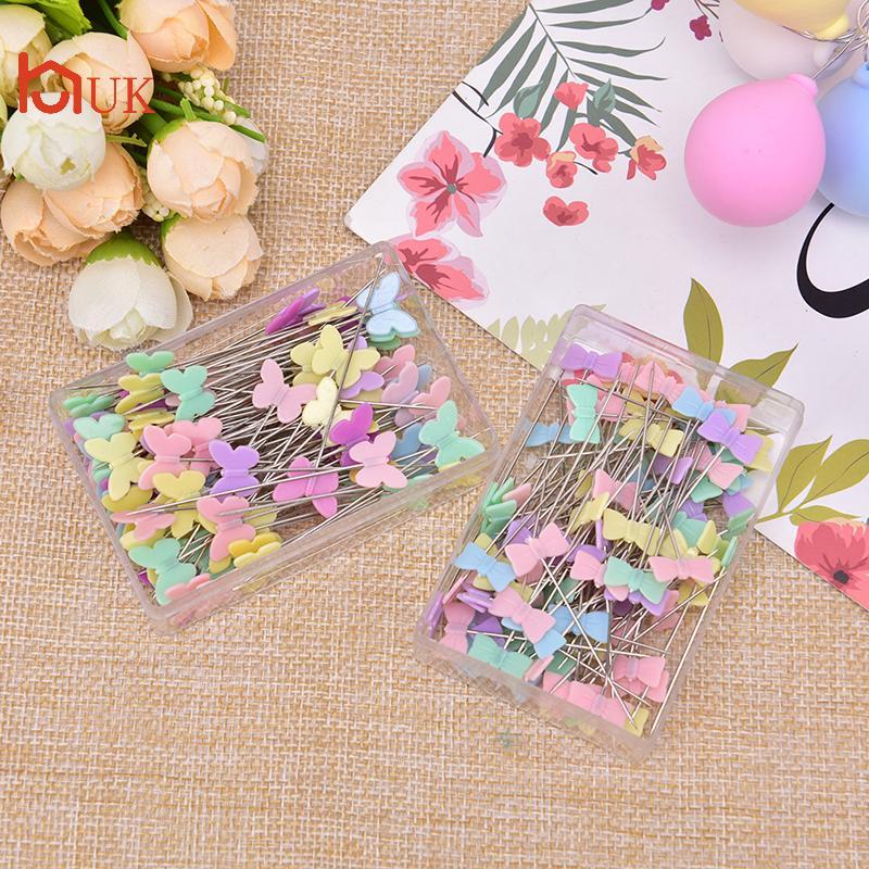 UK 100 ชิ้น/ล็อตอุปกรณ์เย็บผ้า Patchwork Pin พร้อมกล่อง DIY ปุ่มหัว ...
