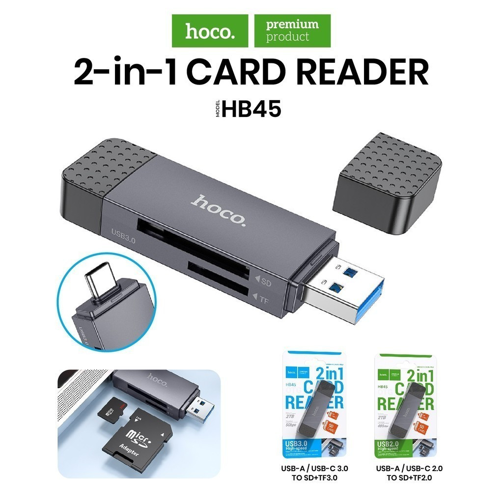 การ์ดรีดเดอร์ HOCO HB45 2in1 Type-C USB 3.0 ความจุสูงสุด 2TB SD/TF Card ...