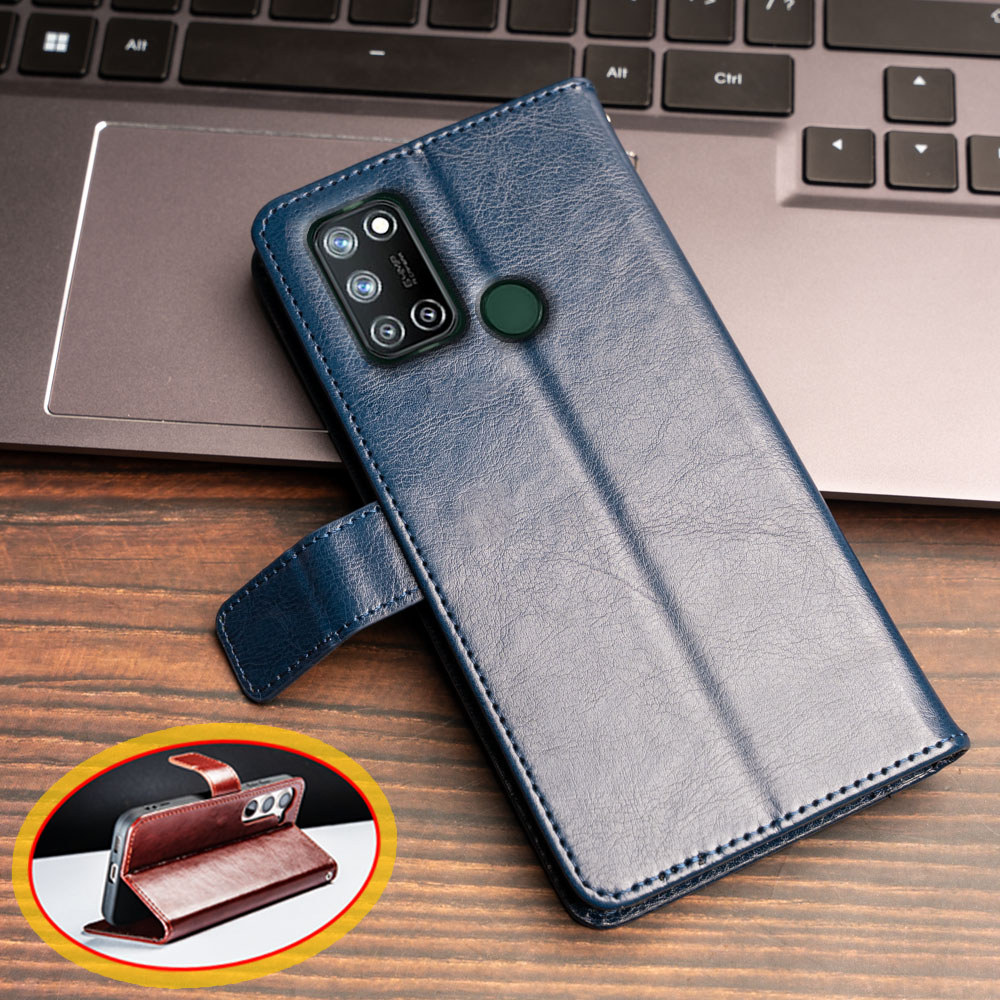 กระเป๋าสตางค์หนังสําหรับRealme 7i C17 RMX2103 RMX2101 Kickstandกรณีผู้ ...