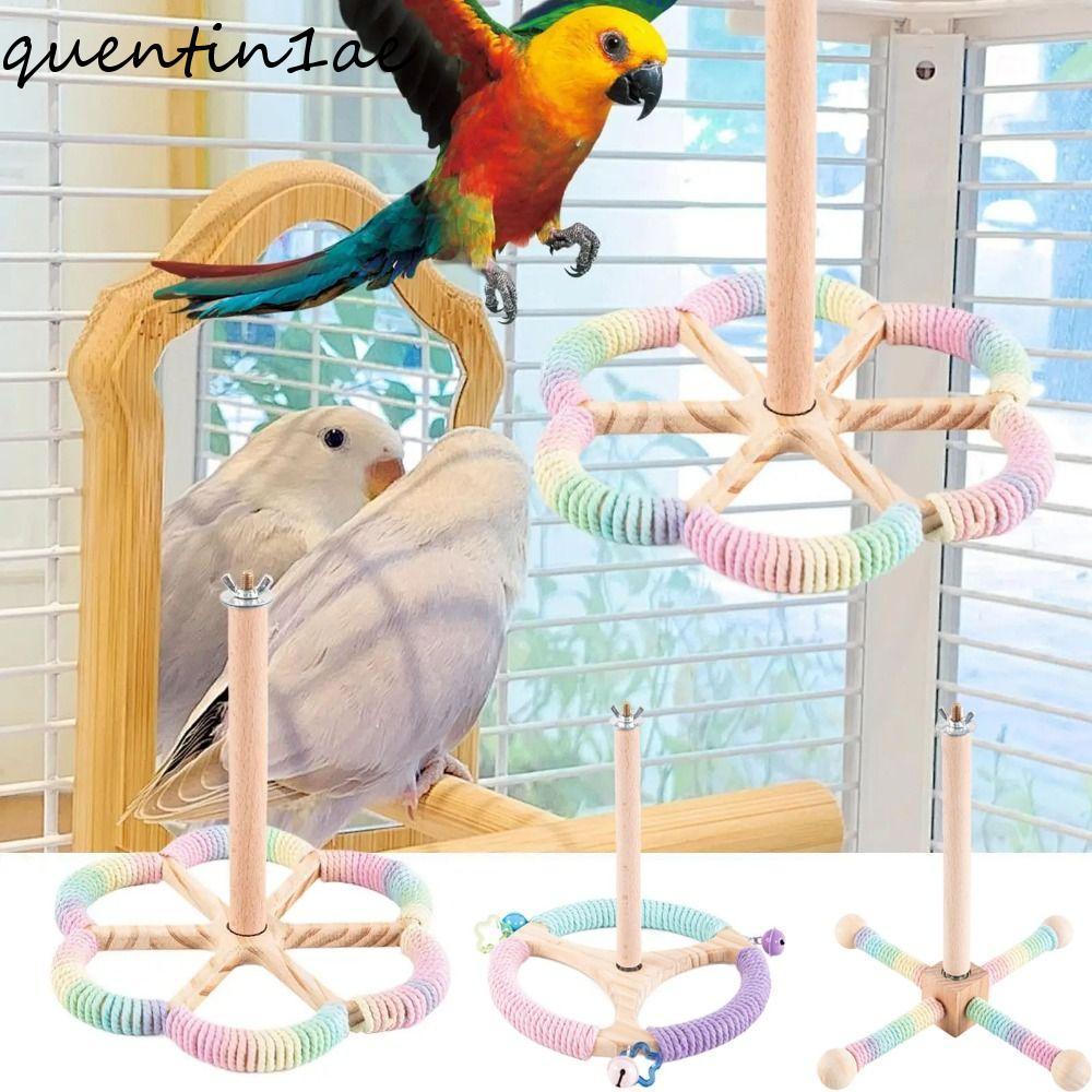 QUENTIN1AE Rotary Tabletop Bird Perch, ไม้เนื้อแข็งที่ถอดออกได้ Bird ...