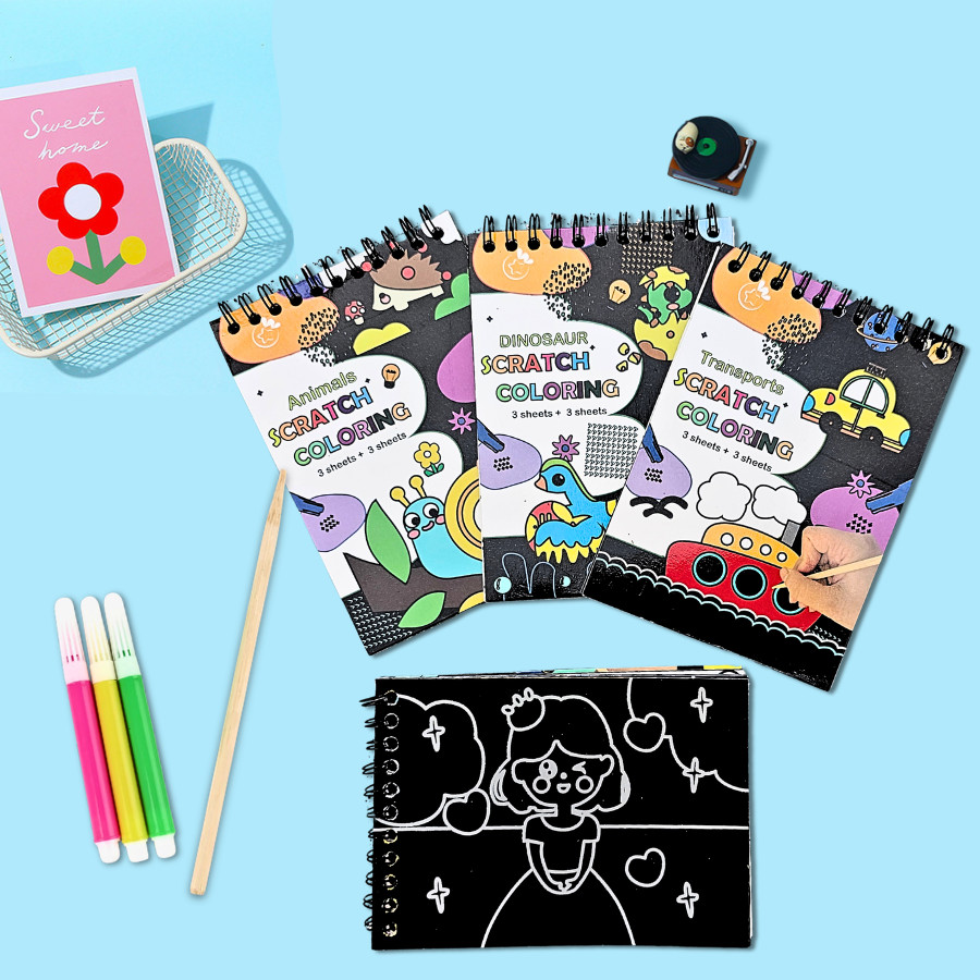 กระดาษขูดสีรุ้ง สมุดขูดสีรุ้ง สมุดขูดระบายสี Scratch Coloring Book แผ่น ...