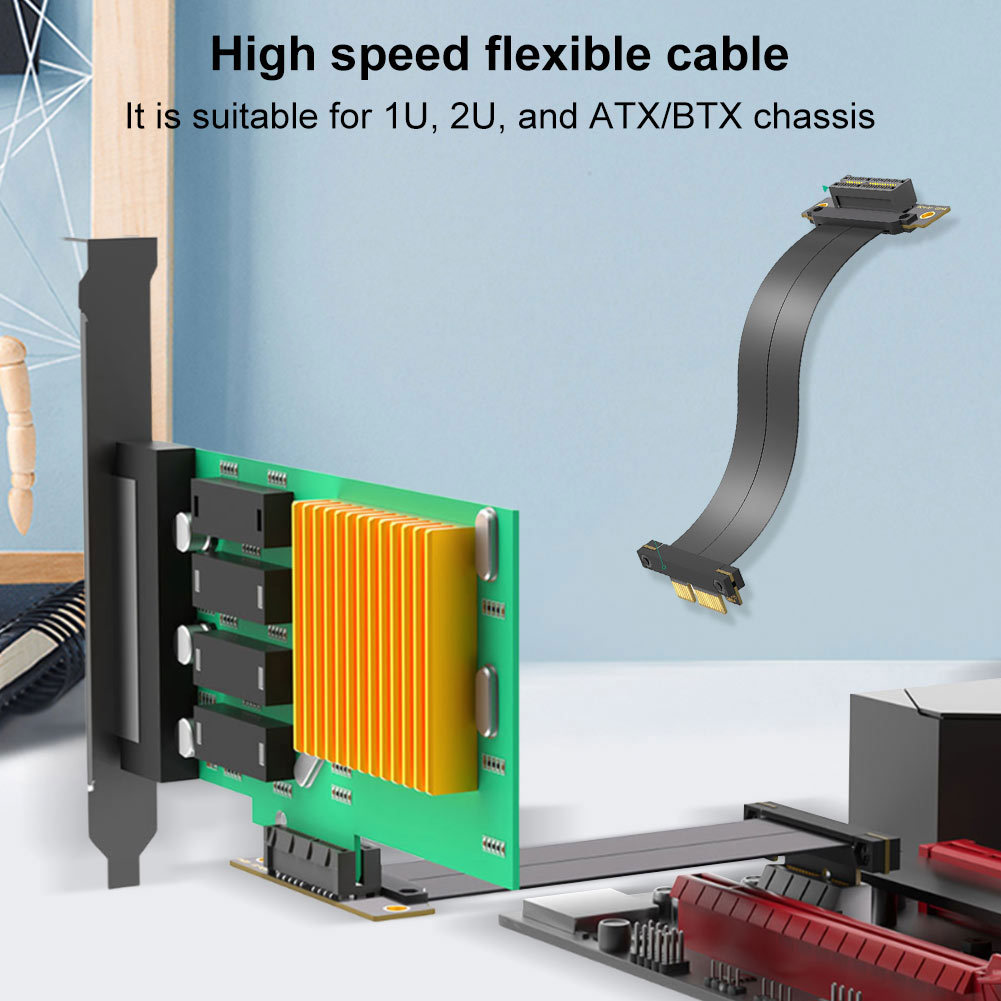 PCI-E 4.0 X1/X4 Riser สาย PCIE 4.0 ความยาวสาย 10 ซม.สีดําความเร็วสูง ...