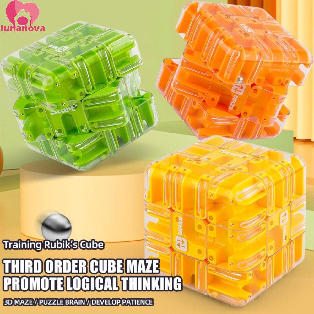 LUNANOVA Intelligence Cube Magic ของเล่น,เหล็ก 3D ปริศนา Ball Maze ของ ...