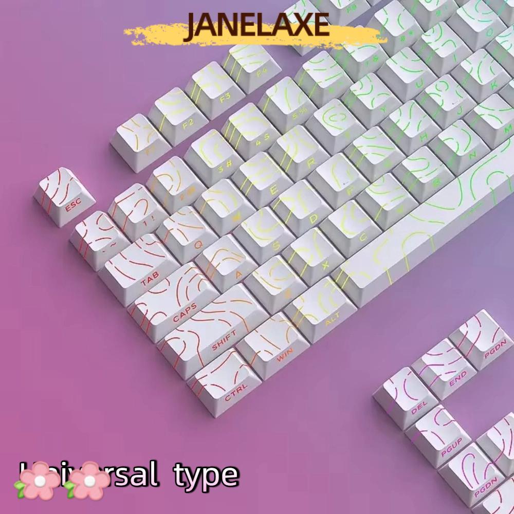 JANELAXE932JN PET Mechanical Keyboard Keycaps, สีขาว Contour Lines ...