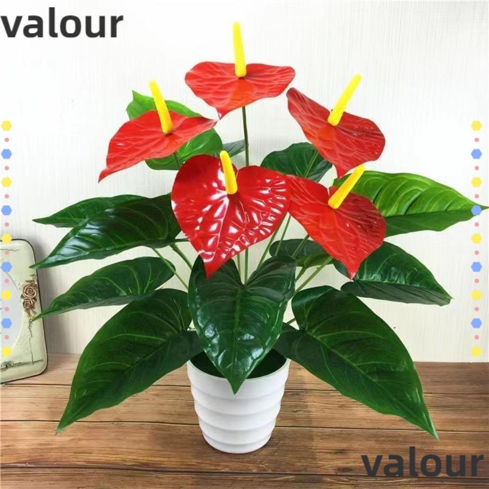 VALOUR หน้าวัวปลอม Greenery Tree, Big Herb Plant พลาสติกประดิษฐ์สีแดง ...
