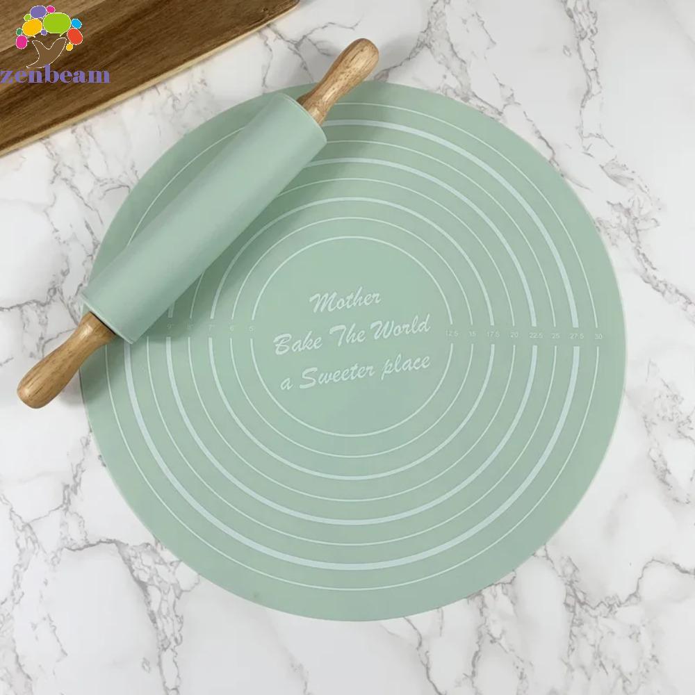 ZENBEAM 2 ชิ้น/เซ็ต Rolling Pin Pastry Mat ชุด,ซิลิโคนหนา Rolling Pin ...