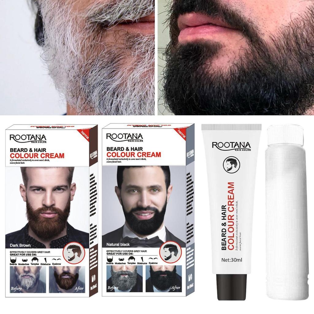 Mens Beard Dye Beard Coloring แชมพูสําหรับชายหนวด Dye Kit Long-Lasting ...