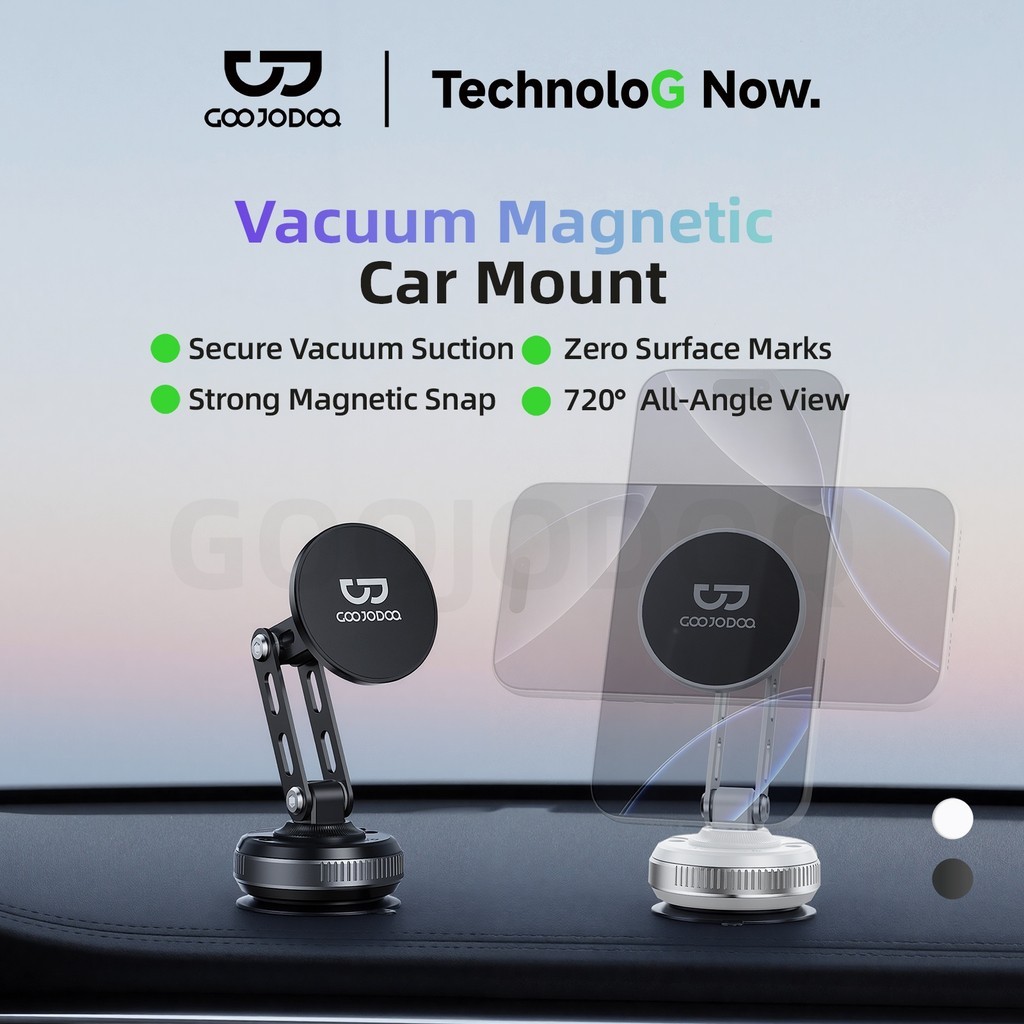 GOOJODOQ Magnetic Car Mount Secure Vacuum Suction 720° All-Angle View ...