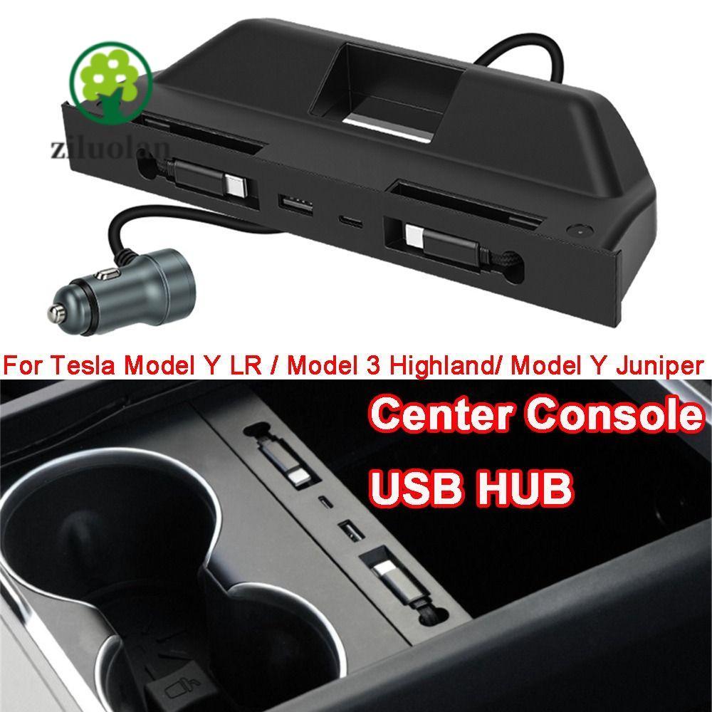 ZILUOLAN คอนโซลกลาง USB HUB, Type-C Retractable Cable Docking Station ...