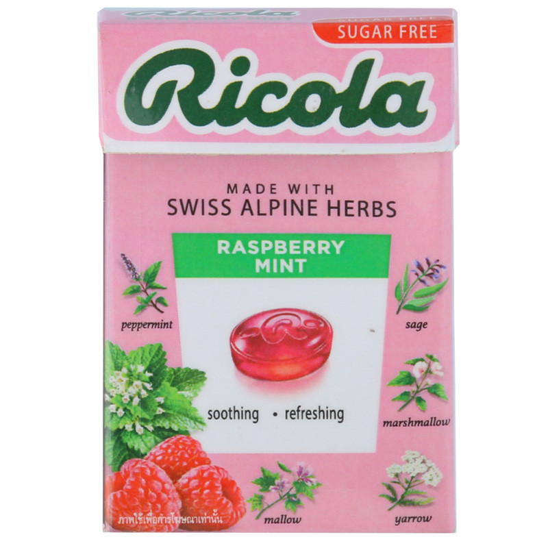 ริโคลาลูกอมสมุนไพรราสพ์เบอร์รีมินต์ชูการ์ฟรี 40ก Ricola Raspberry Mint ...