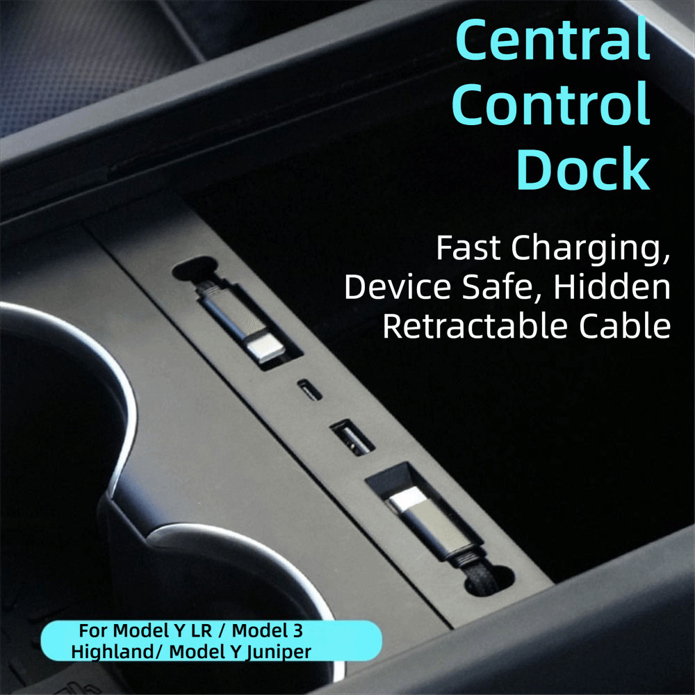 CNXIQU คอนโซลกลาง USB HUB,ซ่อนRetractable Cable Docking Station,Fast ...
