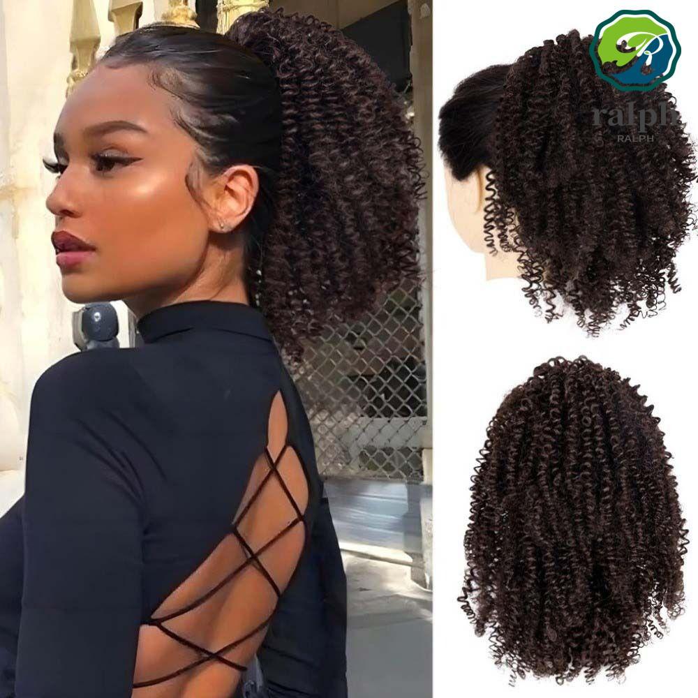 RALPH Afro Puff Extension ขนาด 10 นิ้ว สังเคราะห์สั้น ทรง-curly สำหรับ ...