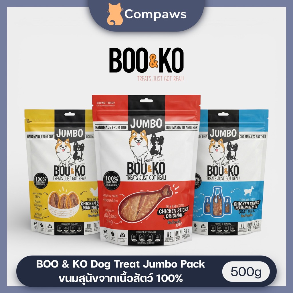 Boo & Ko (Dog) - Chicken Dog Treats Jumbo Pack ขนมสุนัข เนื้อแท้100% ...