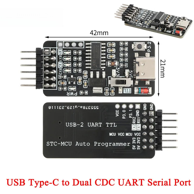 Type-C USB ถึง Dual CDC UART Serial Drive ฟรี STC ISP Microcontroller ...