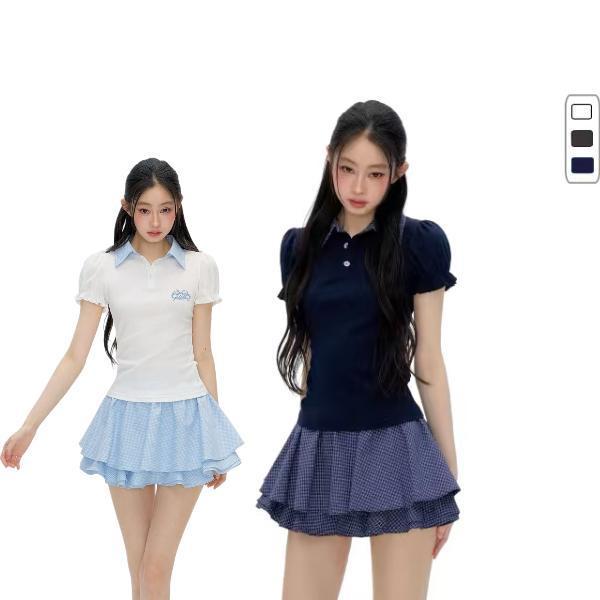 [จัดส่งจากประเทศไทย] เสื้อยืดผู้หญิง ทรงเข้ารูป แขนสั้น คอปกโปโล ผ้าบาง ...