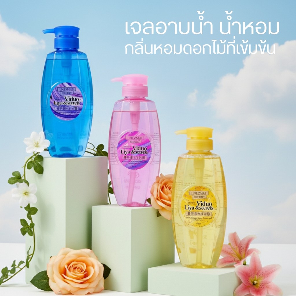 พร้อมส่ง เจลอาบน้ำน้ำหอม กลิ่นดอกไม้ หอมหวานด้วยกลิ่นดอกเนื้อเจลใส มี ...