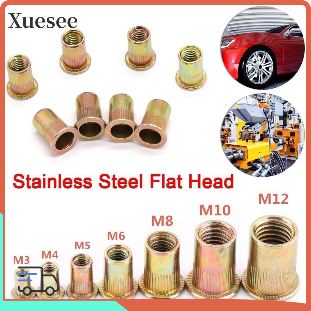 XUESEE 10 ชิ้นแบนหัว Rivnut, M3 M4 M5 M6 M8 M10 M12 ใส่ Nutsert หมวก ...