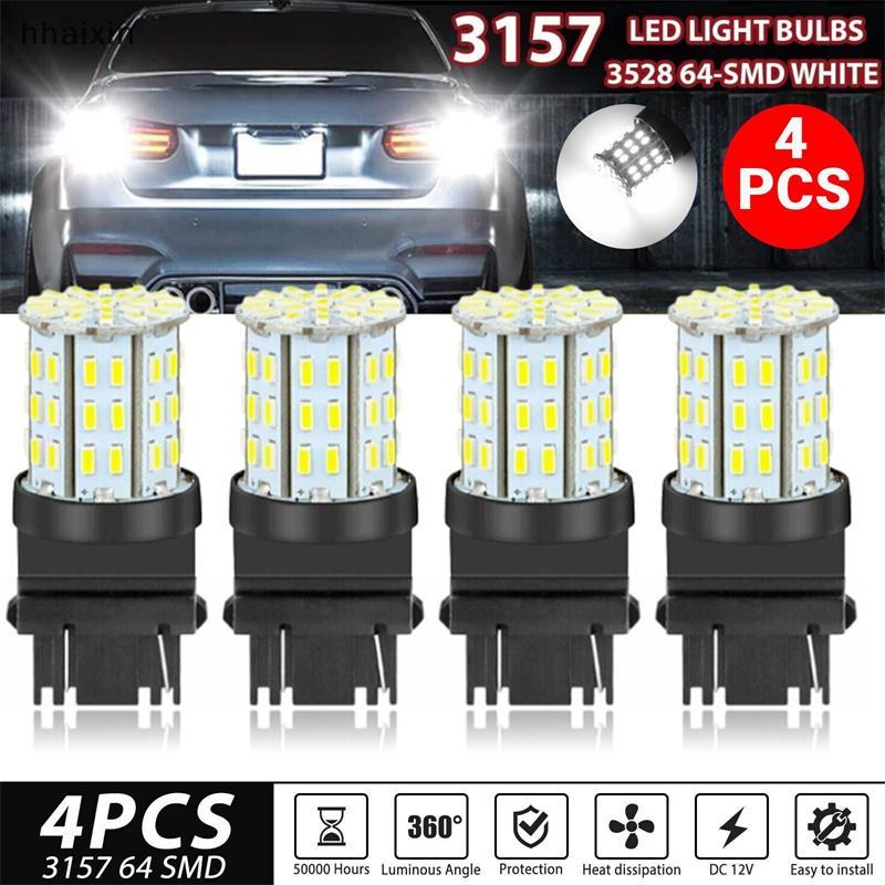 [hhaixin] 4 ชิ้น 3157 หลอดไฟ LED สีขาว, 4157 3156 หลอดไฟ LED ย้อนกลับ ...