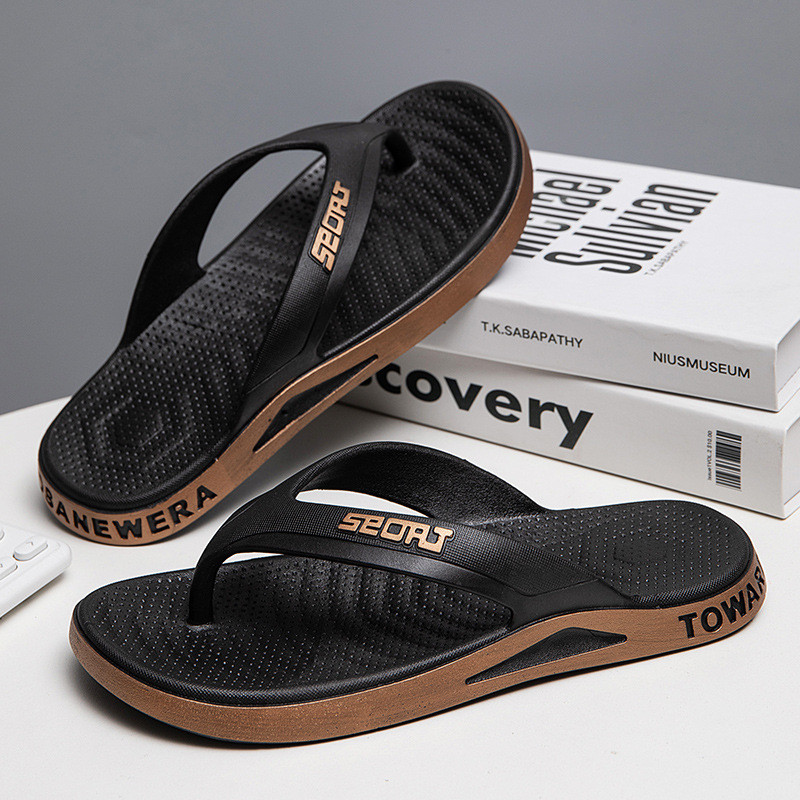 ใหม่ Simple Flip-Flops ผู้ชายกลางแจ้งลื่น Casual Flip-Flops ผู้ชาย ...