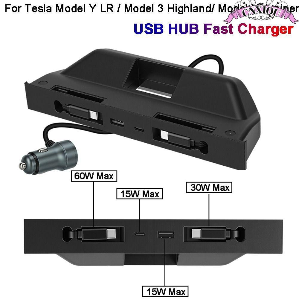 CNXIQU คอนโซลกลาง USB HUB,ซ่อนRetractable Cable Docking Station,Fast ...