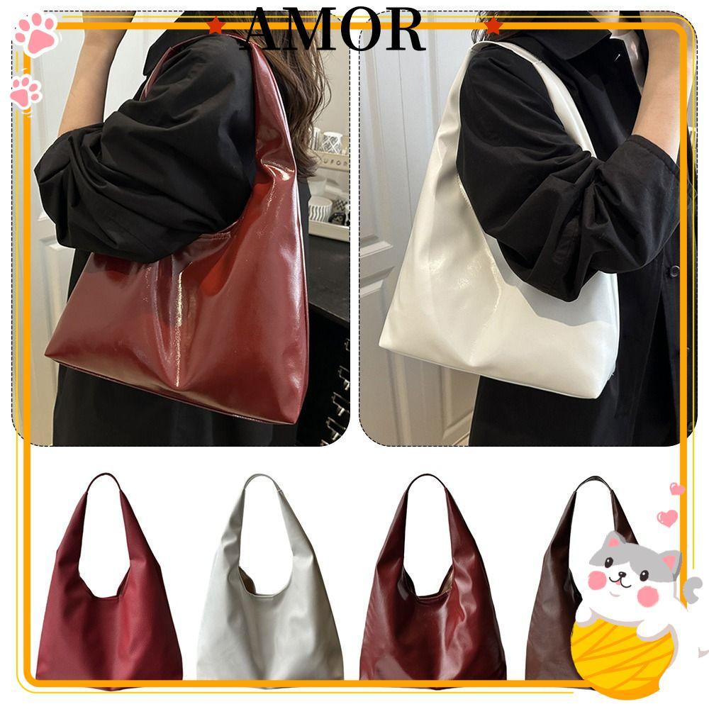 กระเป๋าสะพายข้าง AMOR หนังPUเคลือบน้ำมัน ดีไซน์เรียบง่าย สวมใส่ง่าย ...