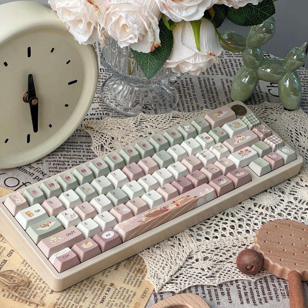 ฤดูใบไม้ร่วงเยี่ยมชม Keycaps เชอร์รี่/โปรไฟล์ SOA 130 คีย์ PBT Dye ...