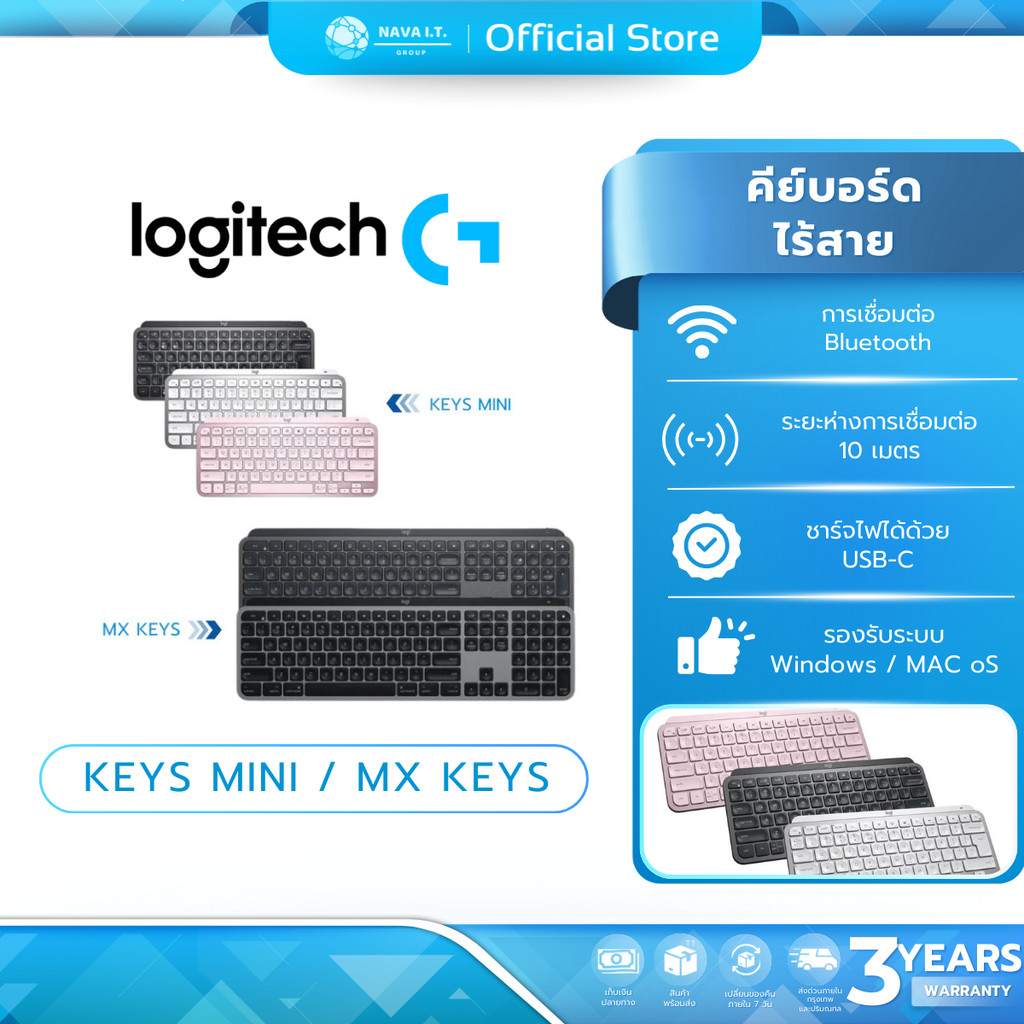 🛵มีส่งด่วน💨 LOGITECH MX KEYS MINI & MX KEYS / FOR MAC WIRELESS KEYBOARD ...