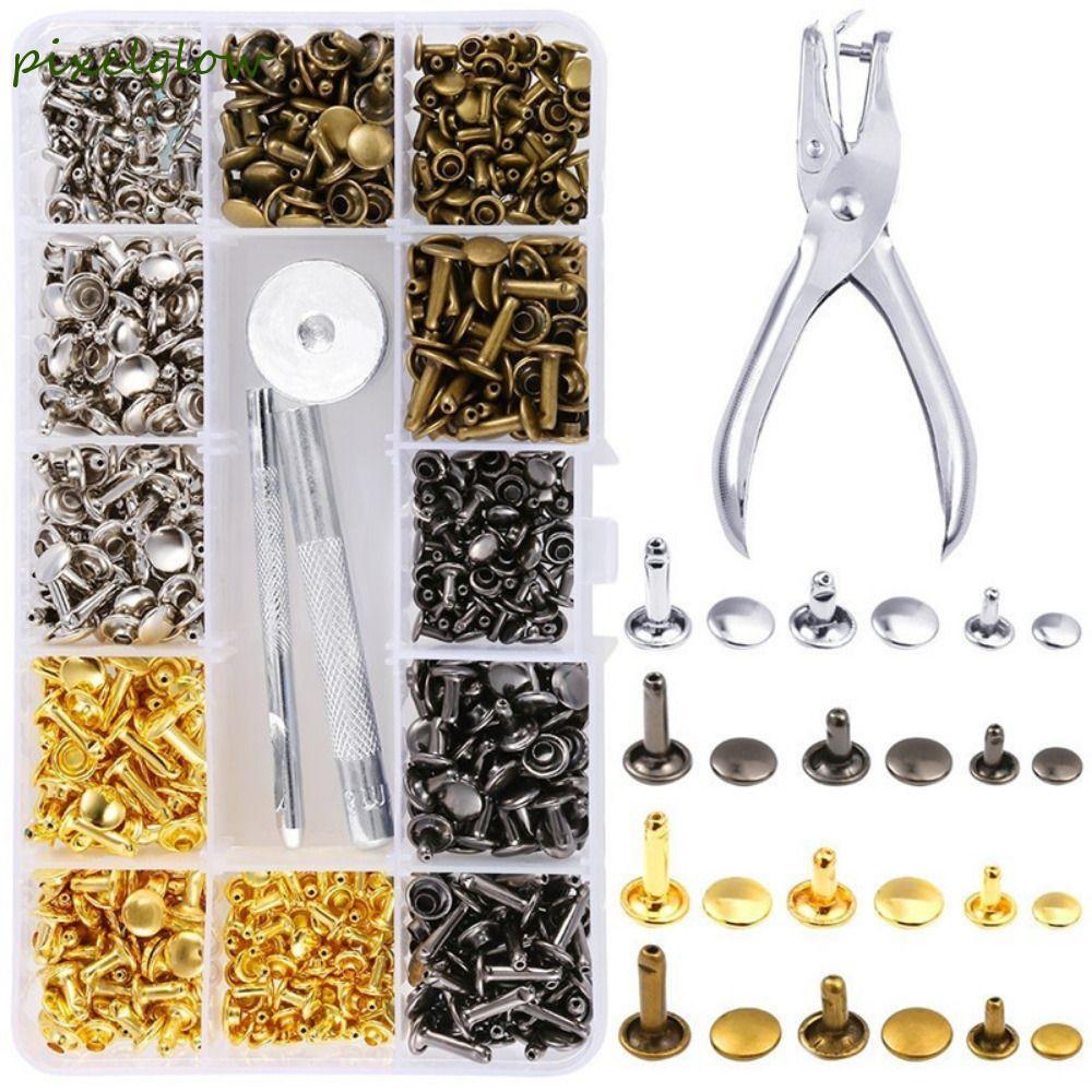 PIXELGLOW Snap Fastener หนัง Rivets, โลหะ Studs Tubular Rivets รอบ ...
